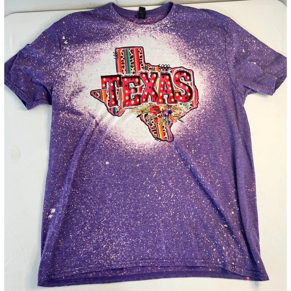 Texas Purple Southwestern Light up Neon Sign Leopard Boyfriend T-Shirt XL